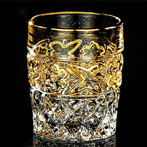 Комплект чаши за уиски RIS LAN, изработени от Кристал тегло 4-6, 8 унция с изображение на Златни Питиета за уиски, Старомодни