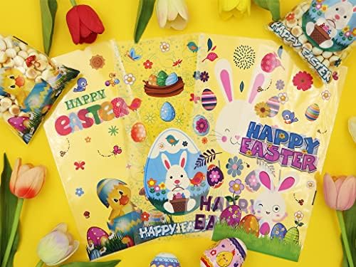 100 Бр. Великденски Найлонови пакети за деца, 4 Различни Стила, Великденски Пакети за шоколадови бонбони с принтом