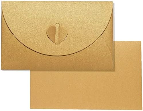 Подаръчни Пликове за снимки Juvale 24 в опаковка Golden Занаятите с обков, във формата на Сърца, вътре Картичка