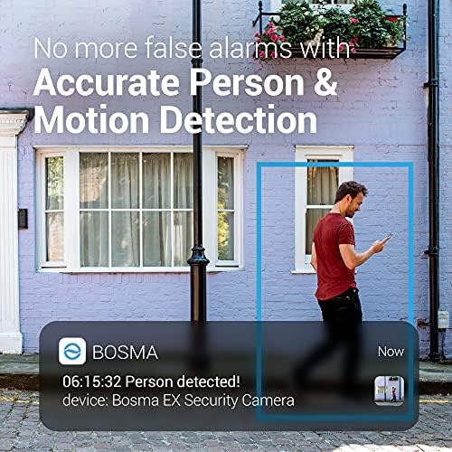 Безжична камера за сигурност BOSMA EX Фокус HD за помещения и на улицата, Цветно Нощно виждане, Разпознаване