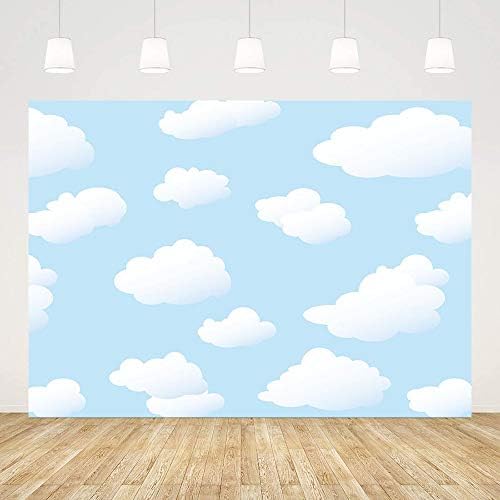 MEHOFOND Синьото Небе на Фона на Облак Карикатура Рожден Ден Декоративен Фон за Момче Деца Пътуване през Света На Авиаторски