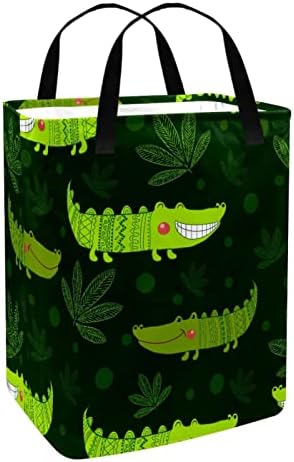 Скъпа Зелена Сгъваема Кошница за дрехи с Изображение на Крокодил под формата на Алигатор, 60Л Водоустойчив Кошници за Бельо,