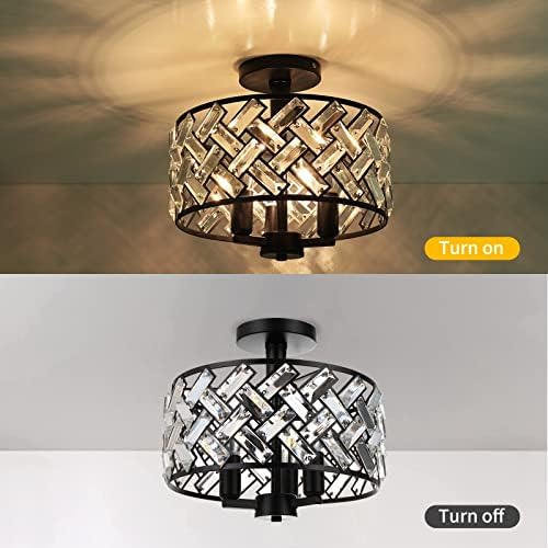 Тавана лампа FRIDEKO HOME с подово Монтиране - Тавана лампа с 3 Лампи, Кристал Лампа, Черни Кухненски осветителни Тела,
