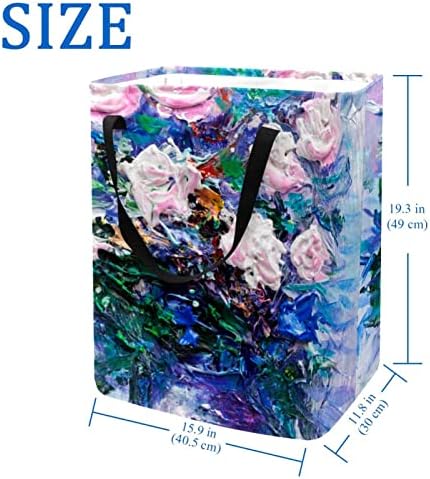 DJROW Кошница за дрехи Снимка с маслени бои Букет цветя Сгъваема Кошница за дрехи за Баня, Спални Организация
