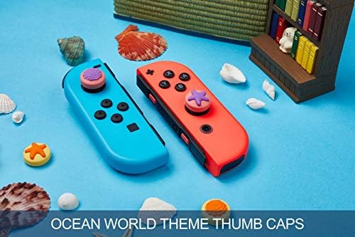 Капачки за улавяне на палеца в океана теми LeyuSmart, Капачка за палеца под формата на морска звезда и мивки за Nintendo Switch / OLED / Lite, Симпатичен калъф за Joy-Con, 4 бр.