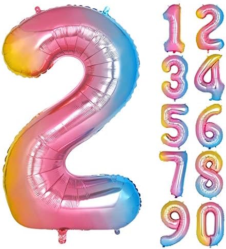 40-инчови Преливащи Градиентные Цветни Балони с номер 2, Балони Гелиевые Топки, за Парти, Сватба, моминско парти, Рожден