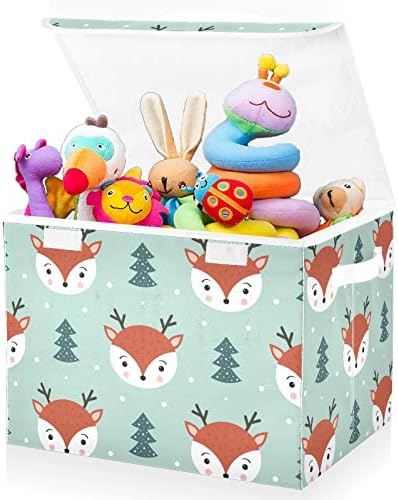 Кутия за съхранение на детски играчки с Коледен Елен FULUHUAPIN, Ракла с капак, на 16,5 x12,6x11,8, Твърди Кутии-Организаторите