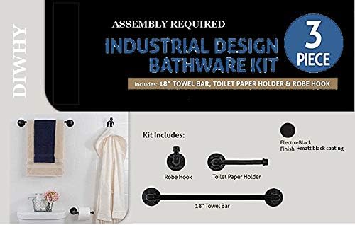 Комплект оборудване за баня Diwhy Industrial Pipe от Pipe Decor Комплект от 3 теми включва кука за роба 18 Инчови