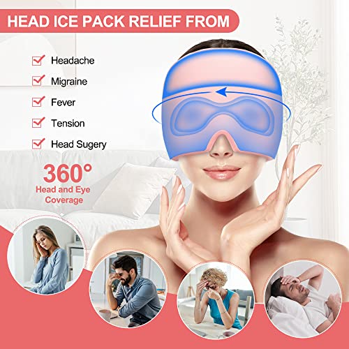 Ледената Превръзка на главата от Мигрена, Гел Шапчица за облекчаване на главоболие Студена Терапия, Капачка за