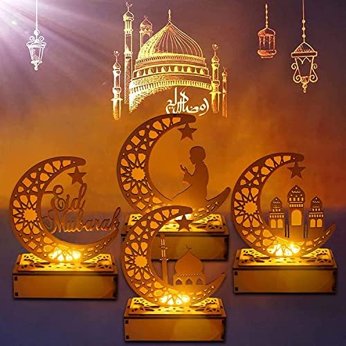 Лека нощ за празнични Занаяти, Накити за Лампи и Рамадан Мубарак, 3D Декор на led Лампи, Ръчно изработени с Луна и Звезда, Подарък за мюсюлманите в Празнични Украси, Исл