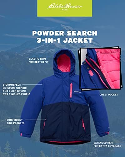 Детска ски яке Еди Bauer - Водонепроницаемое Утепленное палто 3 в 1 с подвижен калъф за момчета и момичета (3-16