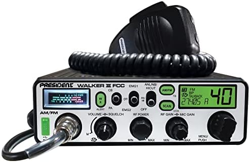 Радио President Уокър III FCC AM/ FM CB, USB конектор за зареждане, звук Roger, усилване на микрофона, сканиране / пропускане