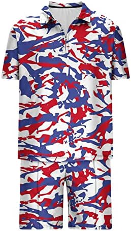 Мъжки дрехи за 4 юли, Свободни Празнични Бански Комплект от две части, Туника, Потник, Риза с къси ръкави с принтом на Американското