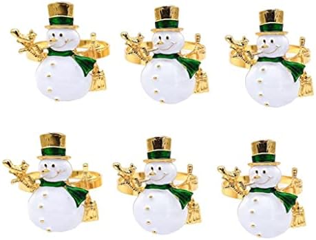 PQKDY Коледни Пръстени за Салфетки Комплект от 6 Метални Държатели за Салфетки във формата на Снежен за декор на масата за Хранене (Цвят: A размер