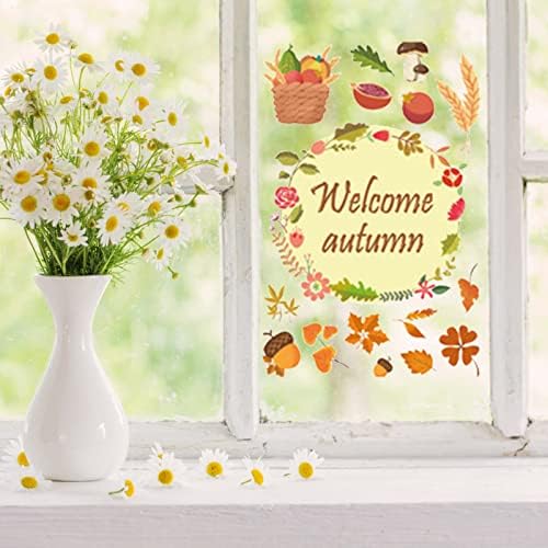 Есенни Етикети на прозореца в Деня на Благодарността, Празнични Статични Етикети, Орнаменти за Стъкло на хладилника, Стенни Стикери, Лесно Статични Стикери, Диспле