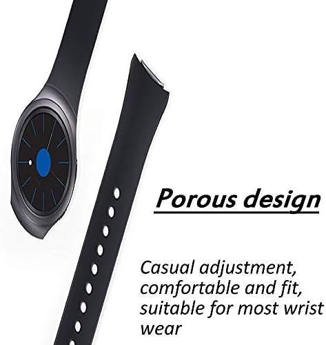 1БР Голяма Каишка за часовник Samsung Gear S2 Smartwatch Сменяеми Аксесоари с Метални Куки Каишка за часовник/Гривна Силикон (черен)