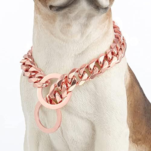 Нашийник-Верига за кучета GZMZC, Високо Качество, Розово Злато, Полирана 19 мм от Неръждаема Стомана, на Кубинското
