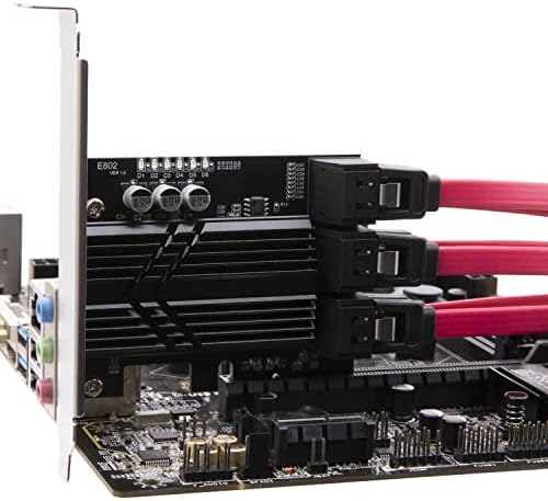 Mailiya 6-портов карта PCIe x4 SATA 6 SATA кабели, такса разширяване контролер SATA 3.0, Нископрофилен скоба