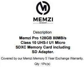MEMZI PRO 128 GB Class 10 80 MB/s. Карта памет Micro SDXC с адаптер за SD за спортни екшън камери Victure AC600