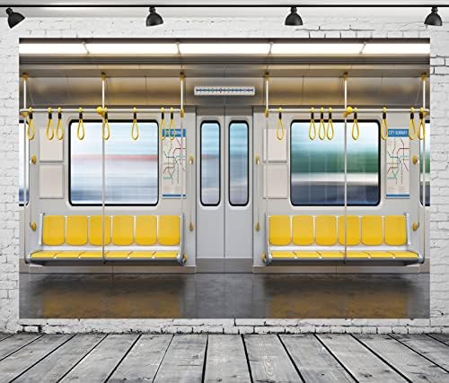 Loccor Плат 8x6 фута Градския товарен Вагон на метрото Фон за Снимки 3D Напречното Сечение на Метрото, Празен Интериора на