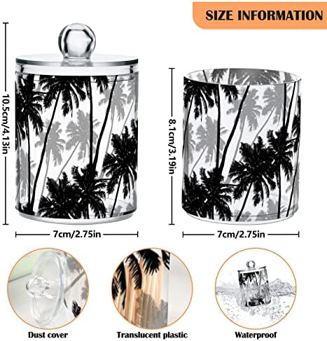 innewgogo Palm Trees 2 Опаковки Титуляр за памучни тампони, Органайзер, Диспенсер, Пластмасови Буркани за Баня с Капака, Държач
