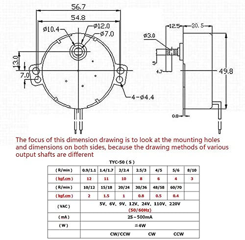 Heyiarbeit Синхронен Двигател 50-60 Hz ac адаптер 12 В 4-5 об./мин. електрически двигател CW/CCW TYC-50 4 Вата с Хоризонтален