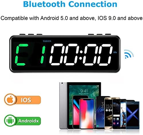 BTBSIGN Таймер за Фитнес, Часовници за Интервал обучение за домашен Гараж, Хронометър обратно броене от 6.1 x 2 Bluetooth