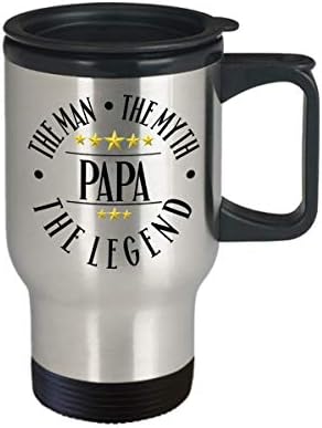 Татко Пътна Чаша за Дядо Мъж е Мит, Легенда Забавно Кафеена Чаша От Неръждаема Стомана с обем 14 грама
