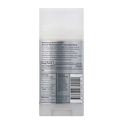 Mitchum Smart Solid Clinical Performance, Без мирис, 2,5 грама (опаковка от 4 броя)
