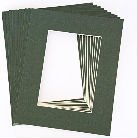 topseller100, Опаковки от 10, тъмно-зелени на тепиха за снимки с размер на 11x14 см, с бяла фаской за рязане на