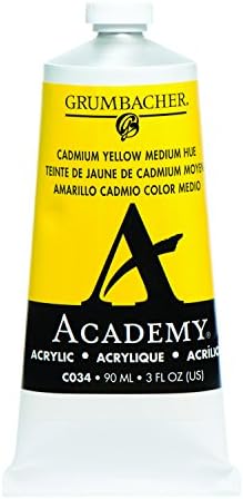 Акрилна боя GRUMBACHER Academy, 3 ет. унция (1 опаковка), Кадмиево-жълто