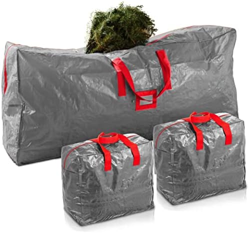 Чанта за съхранение на коледна изкуствена елха Zober в 3 опаковки и две чанти за гирлянди; Празнична чанта за съхранение