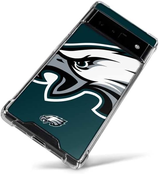 Прозрачен калъф за телефон Skinit е Съвместима с Pixel Google 6 - Официално Лицензиран Дизайн едър лого NFL Philadelphia