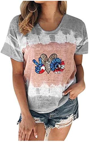 Американският Флаг на Слънчогледа Върховете Дамска Мода Вратовръзка-боя на 4 юли Патриотични Тениски 2023 Летни