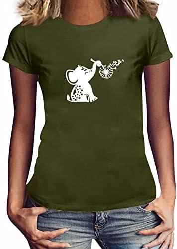 Дамска тениска с Цветен Модел под формата на Глухарче, Кръгъл Отвор, Върхове От Ликра, Ризи с Къс Ръкав, Кавайные