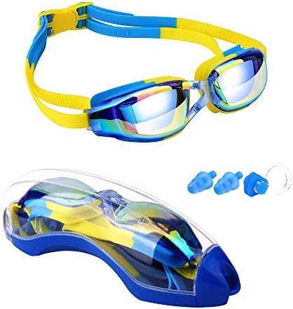 Детски очила за плуване Hurdilen, Очила за плуване за деца със Скоба за носа, Тапи за Уши