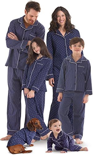 Семейни пижами PajamaGram Пижами, изработени от Мек памук с бордовым и тъмно синьо модел в тон