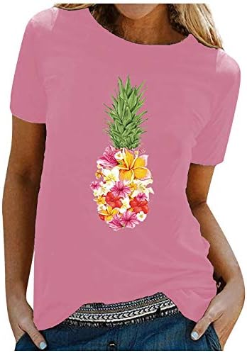uikmnh Дамски Свободна Тениска, Летни Блузи, Дамски Риза с Флорална Принтом и Къс ръкав
