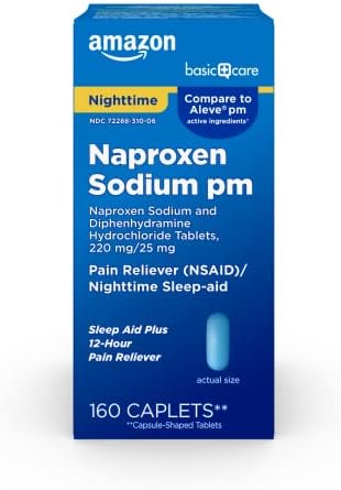 Basic Care All Night Pain Relief PM, Напроксен натрий, 220 мг / Дифенгидрамина Хидрохлорид Таблетки по 25 mg, Обезболяващо / Средство за нощен сън, 160 гр.