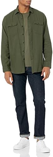 Мъжки фланелевая риза Essentials обичайното намаляване с дълъг ръкав и два джоба
