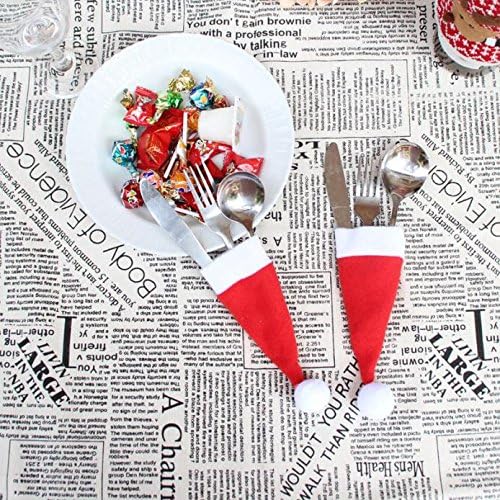 Yoyorule 1 бр. Коледни Шапки Прибори за хранене Вилица Лъжица Декор Набор от прибори за хранене Комплект Ножове Коледна