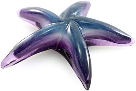 Скулптура-прес-папие маше във формата на морска звезда от бластване стъкло американско производство (лилаво-морско синьо),