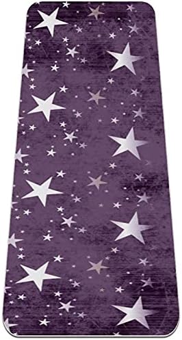 Siebzeh White Stars On Purple High-дебела подложка за йога от екологично чист каучук за здраве и фитнес, Нескользящий мат