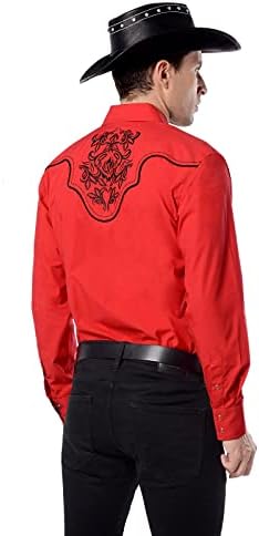 Мъжки Ковбойская Риза с бродерия в стил Уестърн EL PIONERO с дълъг ръкав и Копчета на бутоните