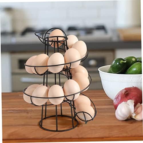 Черно Кухненски Рафтове за съхранение на Спирала яйца Helter Skelter Поставка За яйца могат да се Настанят до 18 Яйца