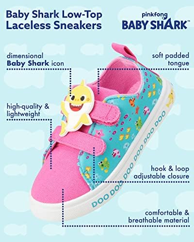 Обувки за малки момичета Nickelodeon - Маратонки, без шнур с ниски берцем Baby Shark (за деца)