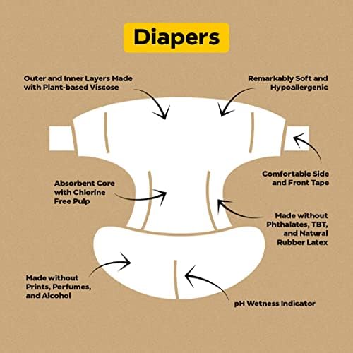 DYPER Вискоза от Бамбук Бебешки Пелени с Размер 2 + 1 пакет Мокри кърпички | Естествени съставки|, Изработени от материали