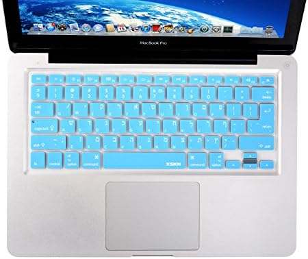 XSKN Иврит Английски Език Син Силиконов Калъф за клавиатура за 2015 г. и до 2015 година на издаване Новите MacBook Air 13 и Нови MacBook Pro 13 15 17 инча - US / European ISO Common Keyboard