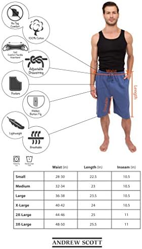 Andrew Scott Мъжки къси Панталони от мека и лека памук с завязками за йога и сън Jam от 3 опаковки / Трикотажни