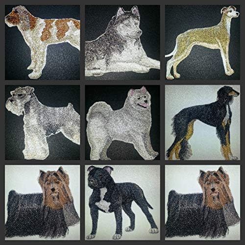 Невероятни портрети на кучета по поръчка [шнауцер], Бродирани желязо нашивке [на 5.5 x 4] [Произведено в САЩ]